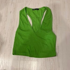 Lime green ZARA cropped tank